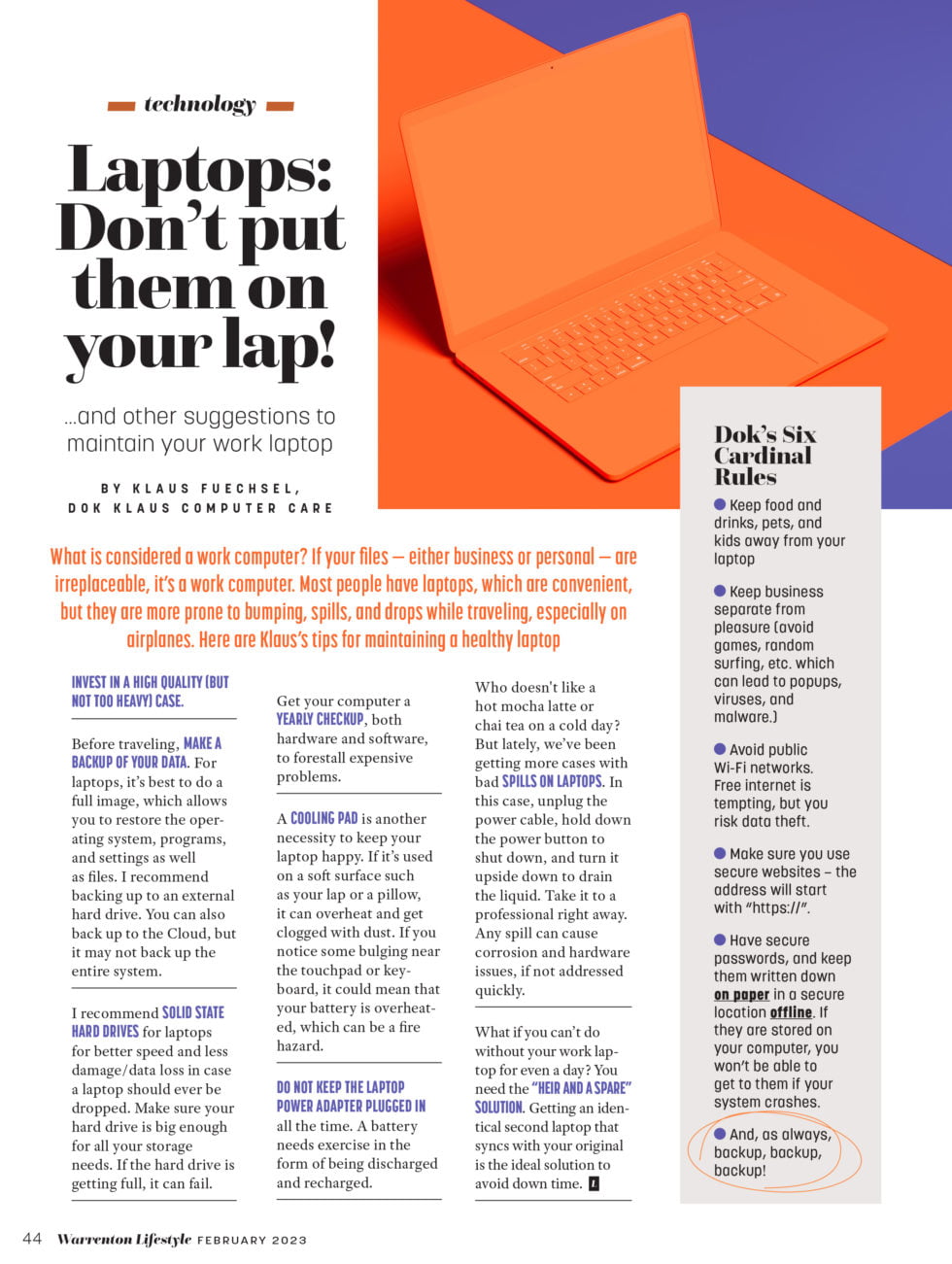 Laptops Don't put them on your lap! Dok Klaus Computer Care